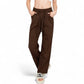 Women's Soft Knit Wide-Leg Pants with Elastic Waistband and Drawstring for Lounge and Casual Wear