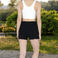 Women's Sweater Knit Shorts with Ribbed Cuffs and Front Drawstring Closure in Soft Midweight Fabric for Casual Comfort