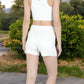 Women's Sweater Knit Shorts with Ribbed Cuffs and Front Drawstring Closure in Soft Midweight Fabric for Casual Comfort