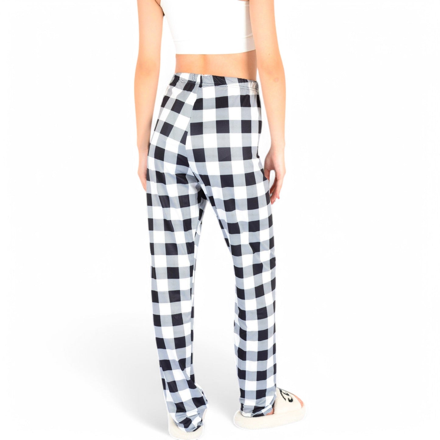 Plaid Flannel Lounge Pants with Elastic Waistband and Adjustable Drawstring