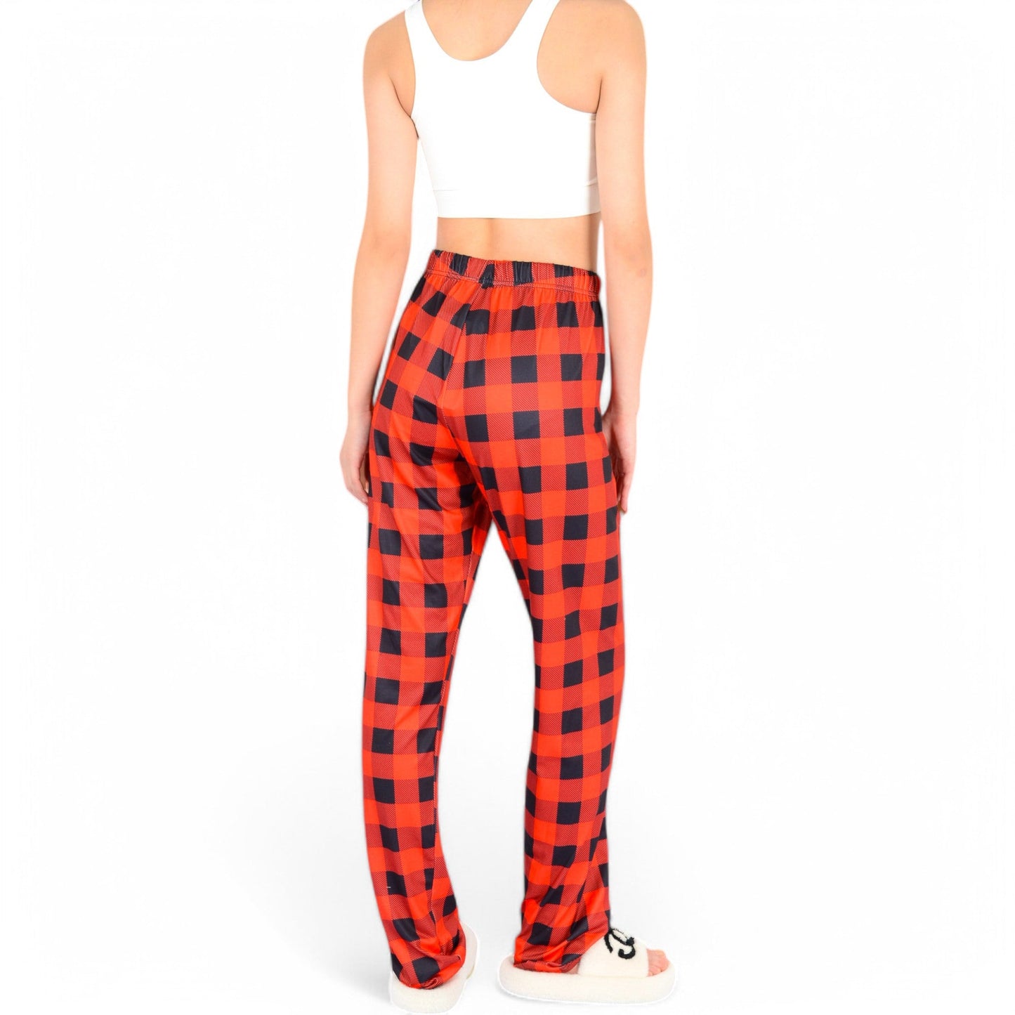 Plaid Flannel Lounge Pants with Elastic Waistband and Adjustable Drawstring
