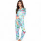 Satin Tropical Flamingo Print Pajama Set with Button-Up Top and Relaxed Fit Pants