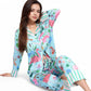 Satin Tropical Flamingo Print Pajama Set with Button-Up Top and Relaxed Fit Pants