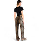 Leopard Print Pajama Set with Ruffled Crop Top and High Waist Wide-Leg Pants