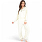 Textured Pajama Set with Long Sleeve Button-Up Top and Contrast Piping Details