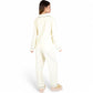 Textured Pajama Set with Long Sleeve Button-Up Top and Contrast Piping Details