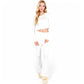 Long Sleeve Diamond Print Lounge Set with Elastic Waist Pants- White,Small