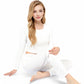 Long Sleeve Diamond Print Lounge Set with Elastic Waist Pants- White,Small