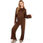 Minimalist Lounge Set with Long Sleeve Oversized Top and Wide-Leg Pants