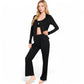 Ribbed Knit Lounge Set with Open Front Cardigan, Bralette, and Wide-Leg Pants