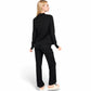 Ribbed Knit Lounge Set with Open Front Cardigan, Bralette, and Wide-Leg Pants