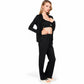 Ribbed Knit Lounge Set with Open Front Cardigan, Bralette, and Wide-Leg Pants