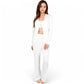Ribbed Knit Lounge Set with Open Front Cardigan, Bralette, and Wide-Leg Pants