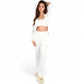 Ribbed Knit Lounge Set with Open Front Cardigan, Bralette, and Wide-Leg Pants