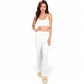Ribbed Knit Lounge Set with Open Front Cardigan, Bralette, and Wide-Leg Pants