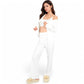 Ribbed Knit Lounge Set with Open Front Cardigan, Bralette, and Wide-Leg Pants