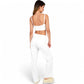 Ribbed Knit Lounge Set with Open Front Cardigan, Bralette, and Wide-Leg Pants