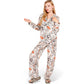 Satin Leopard Print Lounge Set with Button-Up Top and Wide-Leg Pants