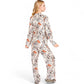 Satin Leopard Print Lounge Set with Button-Up Top and Wide-Leg Pants
