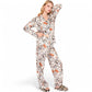 Satin Leopard Print Lounge Set with Button-Up Top and Wide-Leg Pants