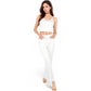 Lace Trim Ribbed Knit Pajama Set with Adjustable Drawstring
