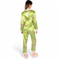 Satin Bamboo Print Pajama Set with Contrast Trim