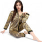Satin Leopard Print Pajama Set with Button-Down Top
