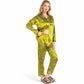 Satin Pajama Set with Giraffe Print and Button-Down Top