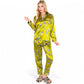 Satin Pajama Set with Giraffe Print and Button-Down Top