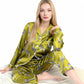Satin Pajama Set with Giraffe Print and Button-Down Top