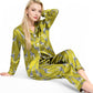 Satin Pajama Set with Giraffe Print and Button-Down Top