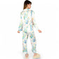 Satin Pajama Set with Cactus Print and Relaxed Fit