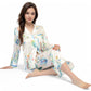 Satin Pajama Set with Cactus Print and Relaxed Fit