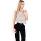 Striped Knit Sleeveless Sweater Vest with Collared V-Neck