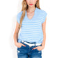 Striped Knit Sleeveless Sweater Vest with Collared V-Neck