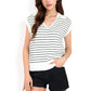 Striped Knit Sleeveless Sweater Vest with Collared V-Neck