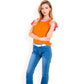 Colorblock Knit Short Sleeve Top with Bold Striped Sleeves