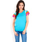Colorblock Knit Short Sleeve Top with Bold Striped Sleeves