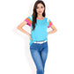 Colorblock Knit Short Sleeve Top with Bold Striped Sleeves
