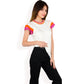 Colorblock Knit Short Sleeve Top with Bold Striped Sleeves
