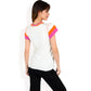 Colorblock Knit Short Sleeve Top with Bold Striped Sleeves