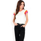 Colorblock Knit Short Sleeve Top with Bold Striped Sleeves