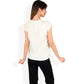 Striped Knit Cap Sleeve Top with Contrast Trim