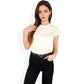 Striped Knit Cap Sleeve Top with Contrast Trim