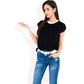 Striped Knit Cap Sleeve Top with Contrast Trim