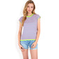 Striped Knit Cap Sleeve Top with Contrast Trim