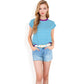 Striped Knit Cap Sleeve Top with Contrast Trim