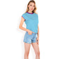 Striped Knit Cap Sleeve Top with Contrast Trim