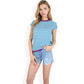 Striped Knit Cap Sleeve Top with Contrast Trim