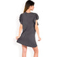 Ruffle Sleeve Textured Knit Mini Shift Dress
